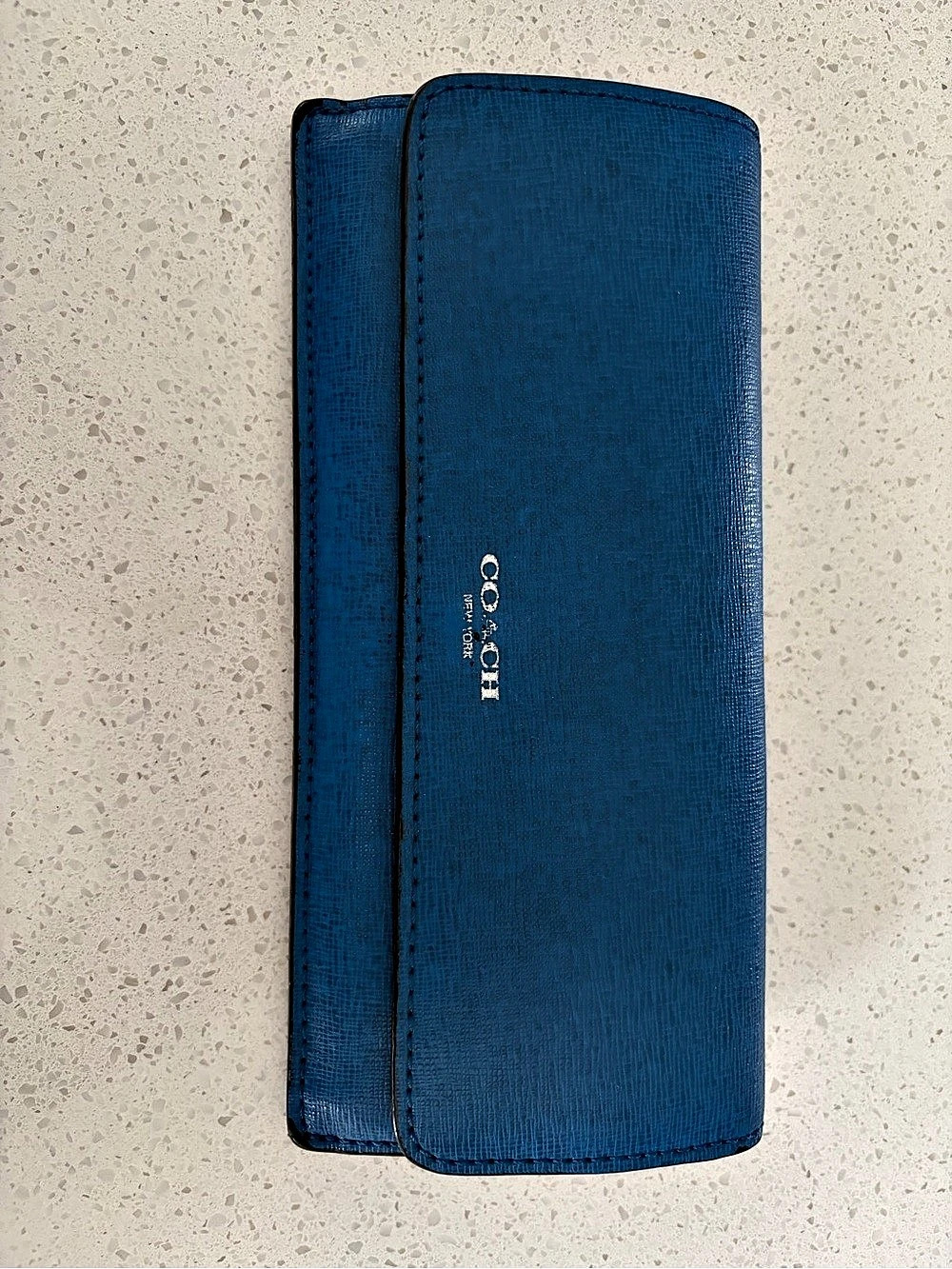 Coach Slim Envelope Wallet in Crossgrain Leather Blue